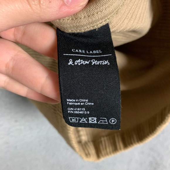 & Other Stories Mini Dress Size 2 Beige Corduroy Button Up Workwear Retro Hippie - Picture 6 of 10